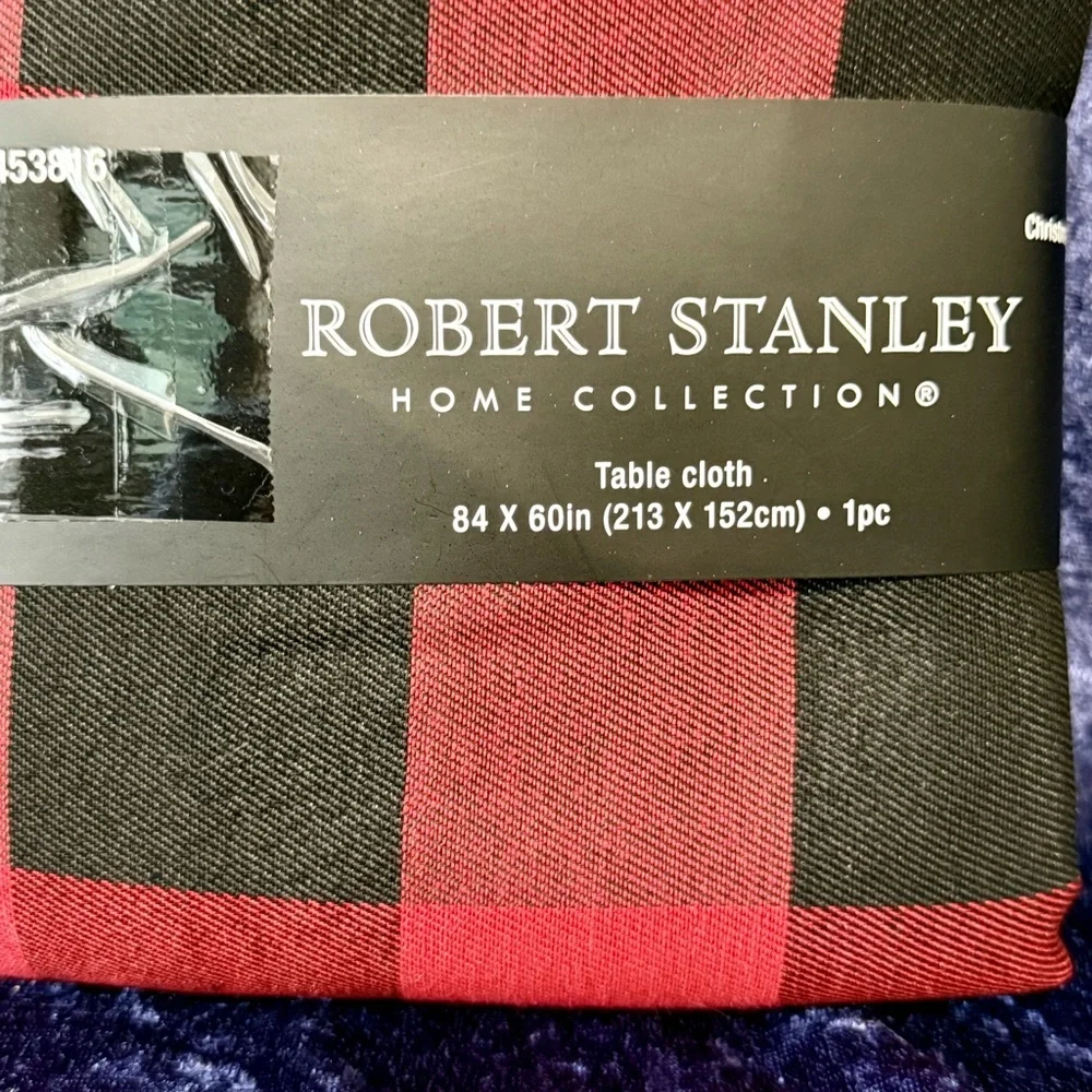 Robert Stanley Home‎ Collection Tablecloth Black & Red Buffalo Check 84
